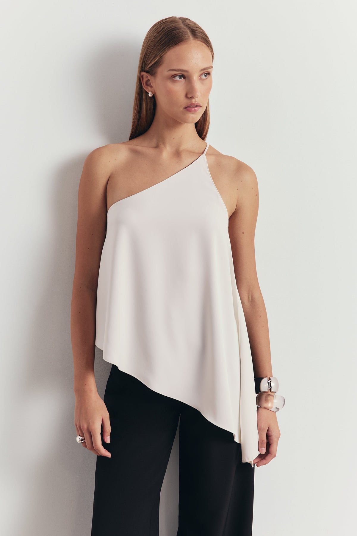 Flowing Asymmetric Open Back Top - Ivory