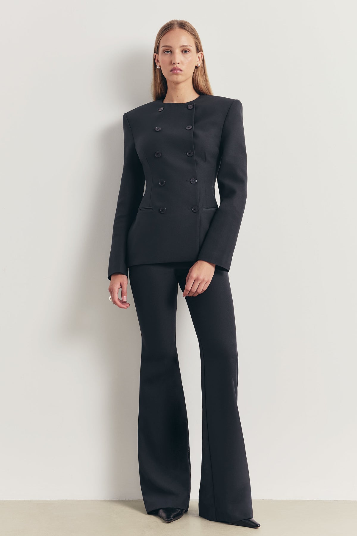 Tailored Collarless Blazer - Petrol