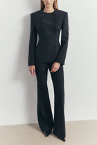 Tailored Clean Cut Wide Leg Trousers - Petrol