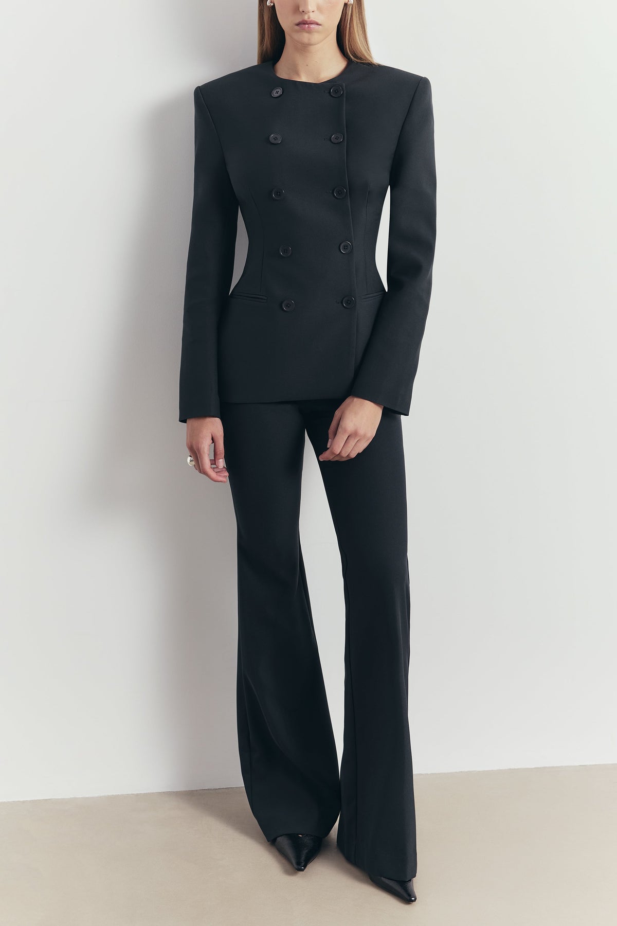 Tailored Clean Cut Wide Leg Trousers - Petrol