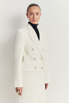 Structured Double Breasted Hourglass Coat - Cream