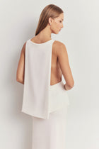 Clean Cut Backless Boat Neck Top - White