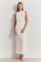 Clean Cut Backless Boat Neck Top - White