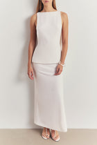 Clean Cut Backless Boat Neck Top - White