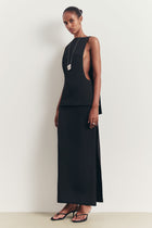 Clean Cut Backless Boat Neck Top - Black