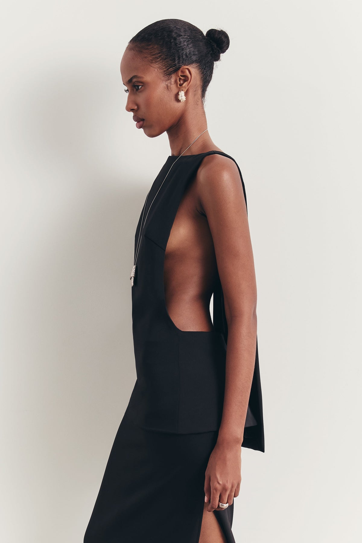 Clean Cut Backless Boat Neck Top - Black
