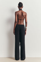 Backless Knot Detail Top with Fringing - Black