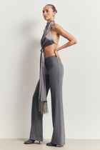 Clean Cut Low Rise Straight Leg Trousers - Slate