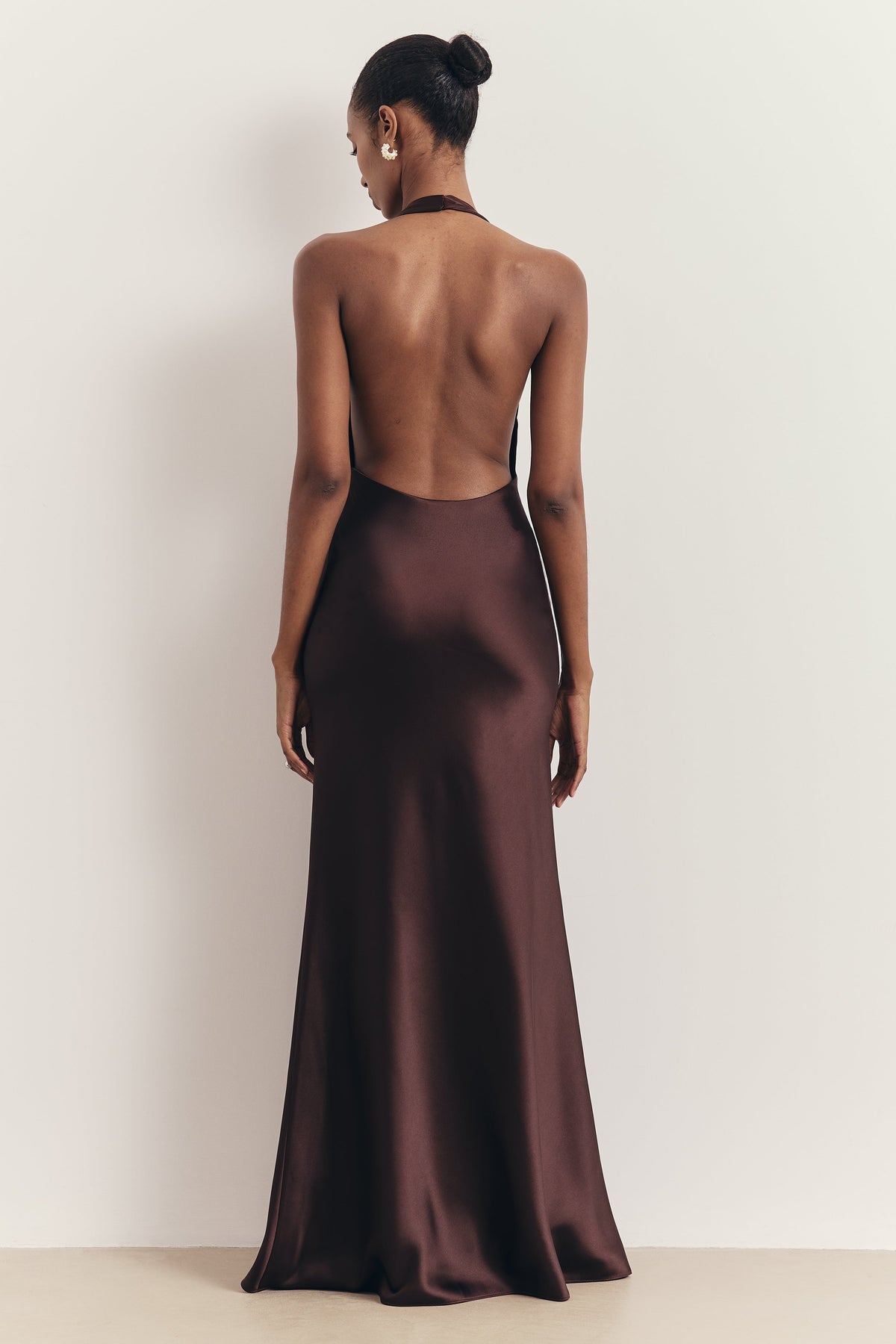 Plunging Knot Detail Gown with Fringing - Carob