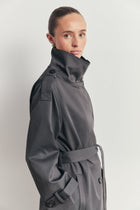 Vintage Funnel Neck Trench Coat - Petrol