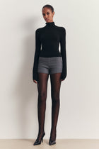 Wool Blend Tailored Mini Shorts - Slate