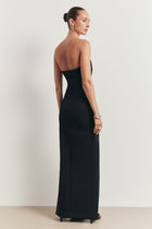 Strapless Tailored Slit Hem Maxi Dress - Black