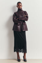 Leather Cargo Utility Jacket - Oxblood