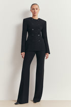 Tailored Collarless Blazer - Black
