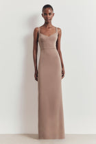 Tailored Bust Cup Column Maxi Dress - Taupe