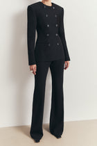 Tailored Collarless Blazer - Black
