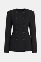 Tailored Collarless Blazer - Black
