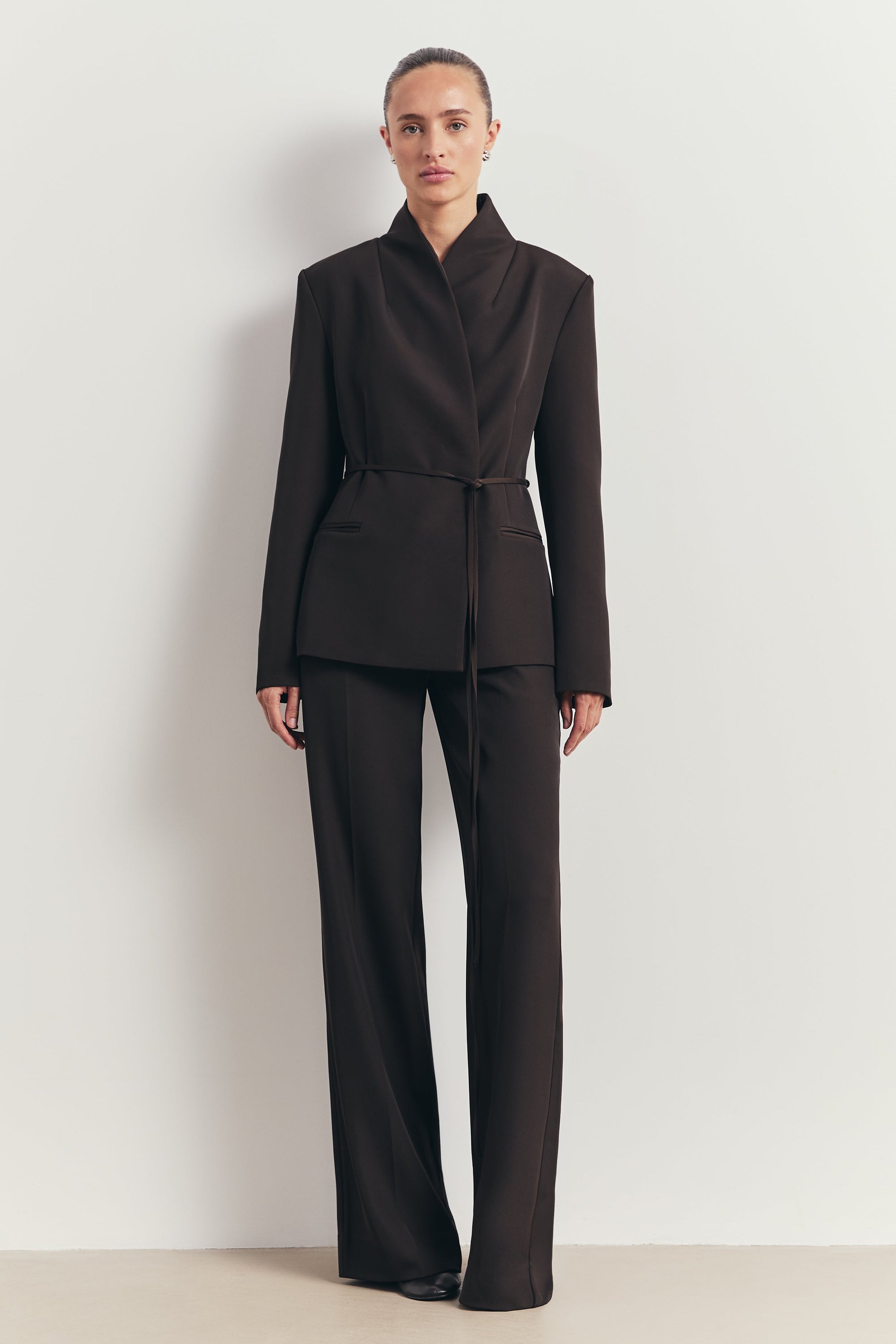 Tailored Cocoon Blazer with Belt - Java