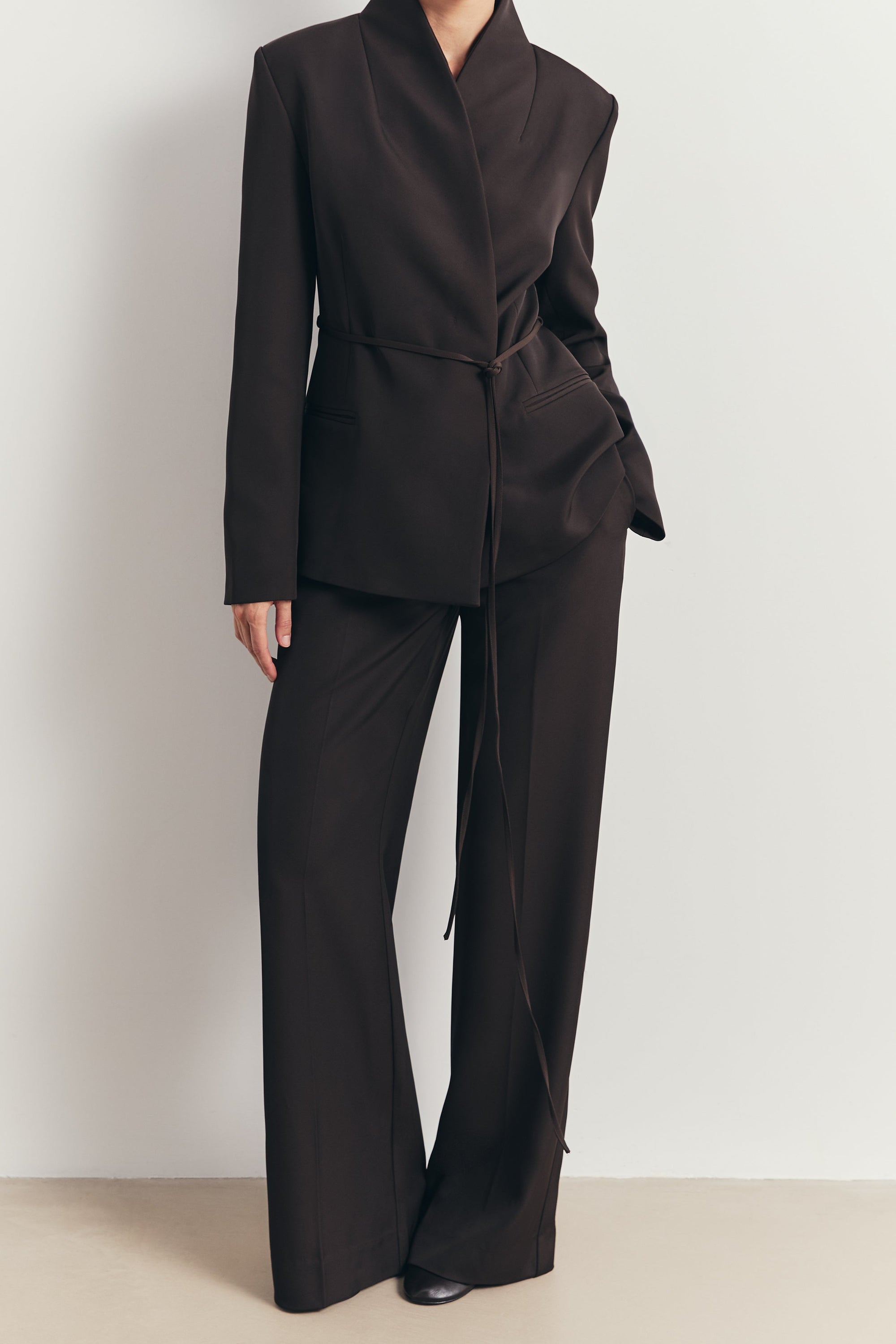 Tailored Cocoon Blazer with Belt - Java