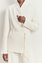 Tailored Cocoon Blazer with Belt - Cream