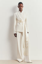 Tailored High Rise Wide Leg Trousers - Cream