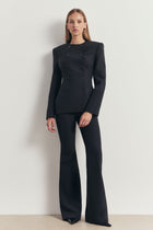 Tailored Clean Cut Wide Leg Trousers - Petrol
