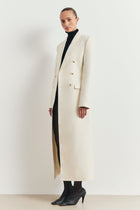 Structured Double Breasted Hourglass Coat - Cream