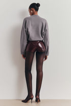 Croc Embossed Leather Tailored Micro Shorts - Oxblood