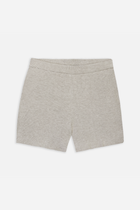 Mid Rise Ribbed Knit Mini Shorts - Pebble Grey