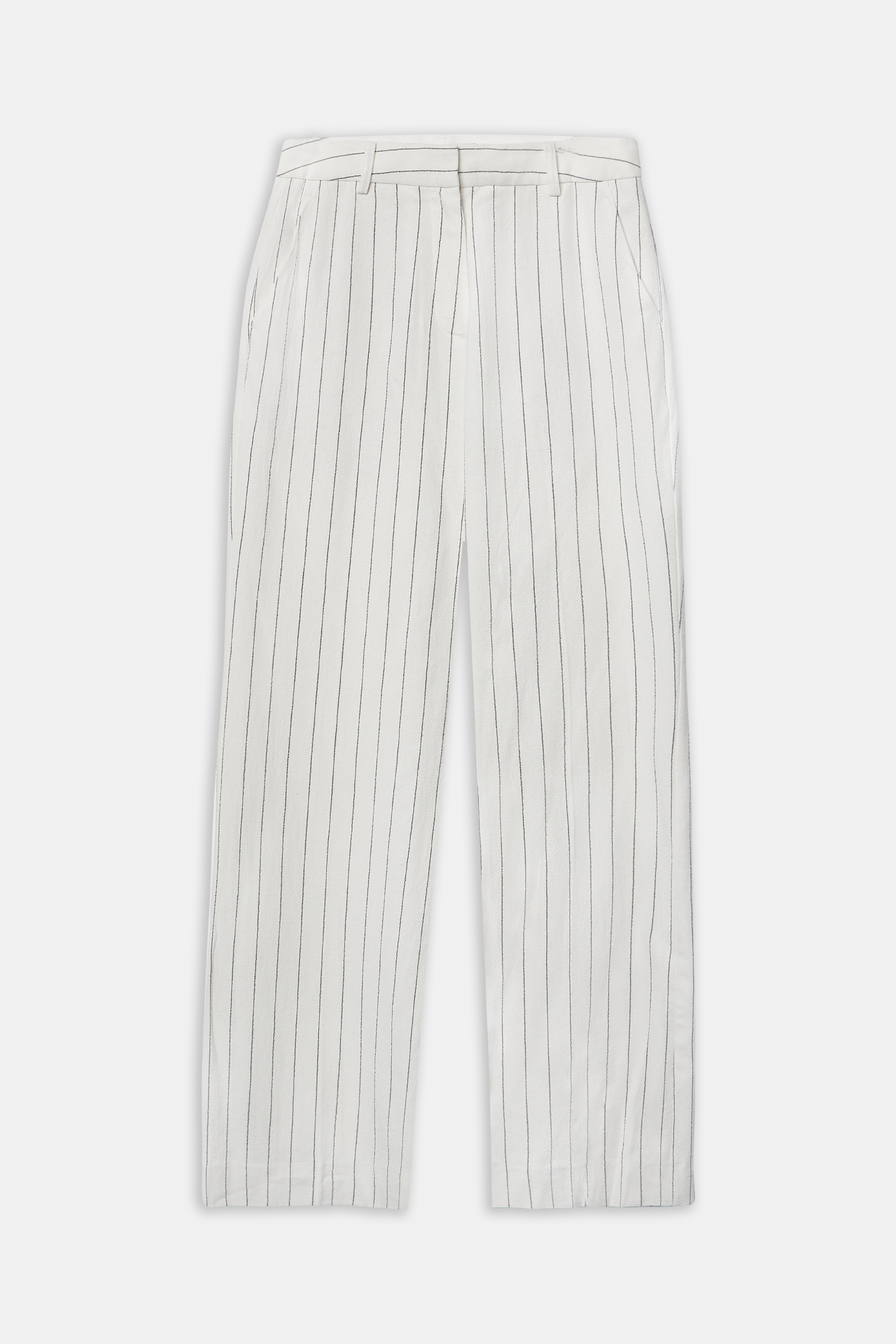 Tailored Linen Trousers - Cream/Black