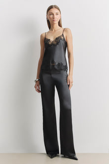 Satin Lace Detail Camisole - Black