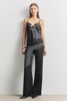 Formal Satin Straight Leg Trousers - Black