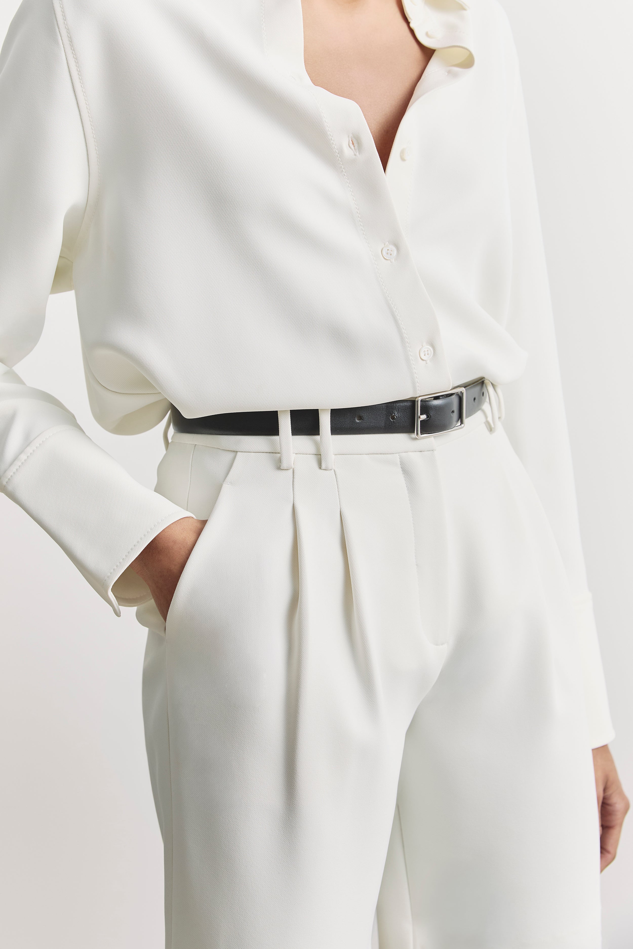 Effortless Pleated Longline Shorts - White