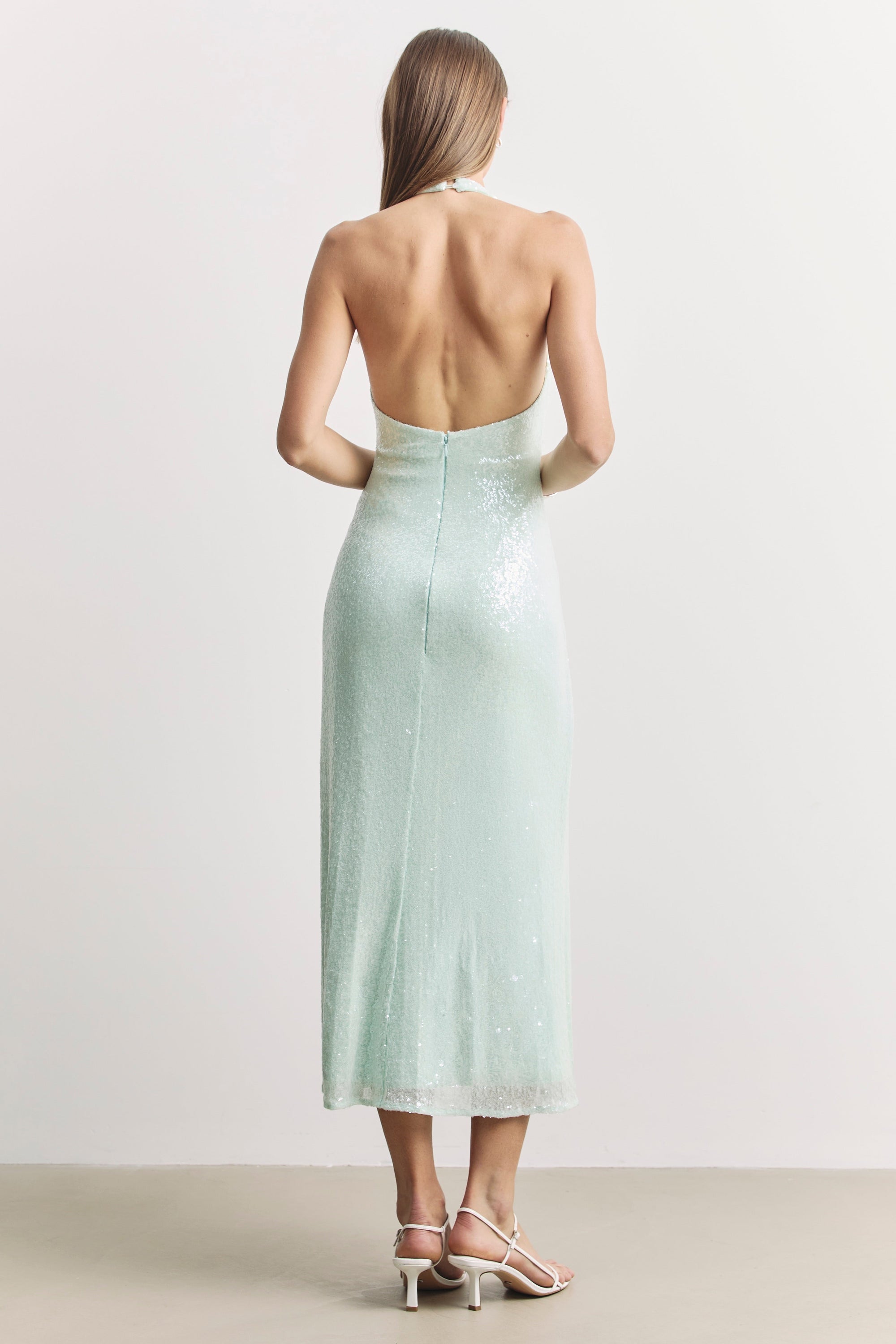 plunge sequin midi dress SEQUIN PLUNGE DRAPED MIDI DRESS DARK GREEN