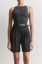 Boat Neck Tank Top - Black