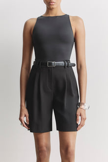 Boat Neck Tank Top - Black