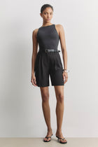 Boat Neck Tank Top - Black