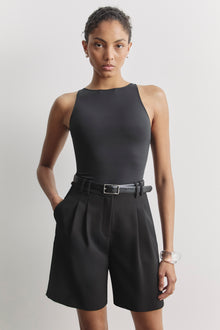 Boat Neck Tank Top - Black