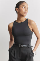 Boat Neck Tank Top - Black