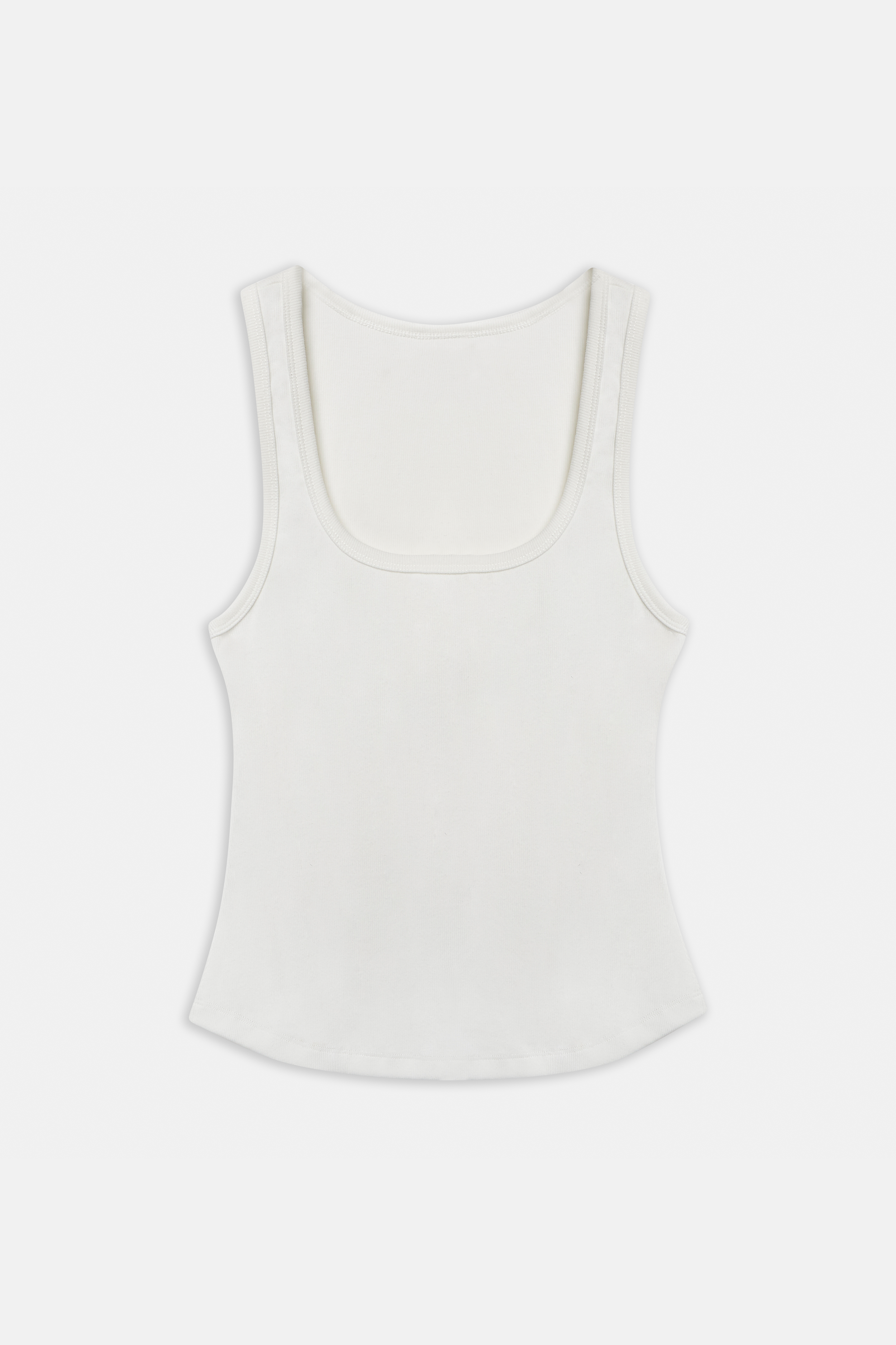 Ribbed Scoop Neck Vest - Ivory