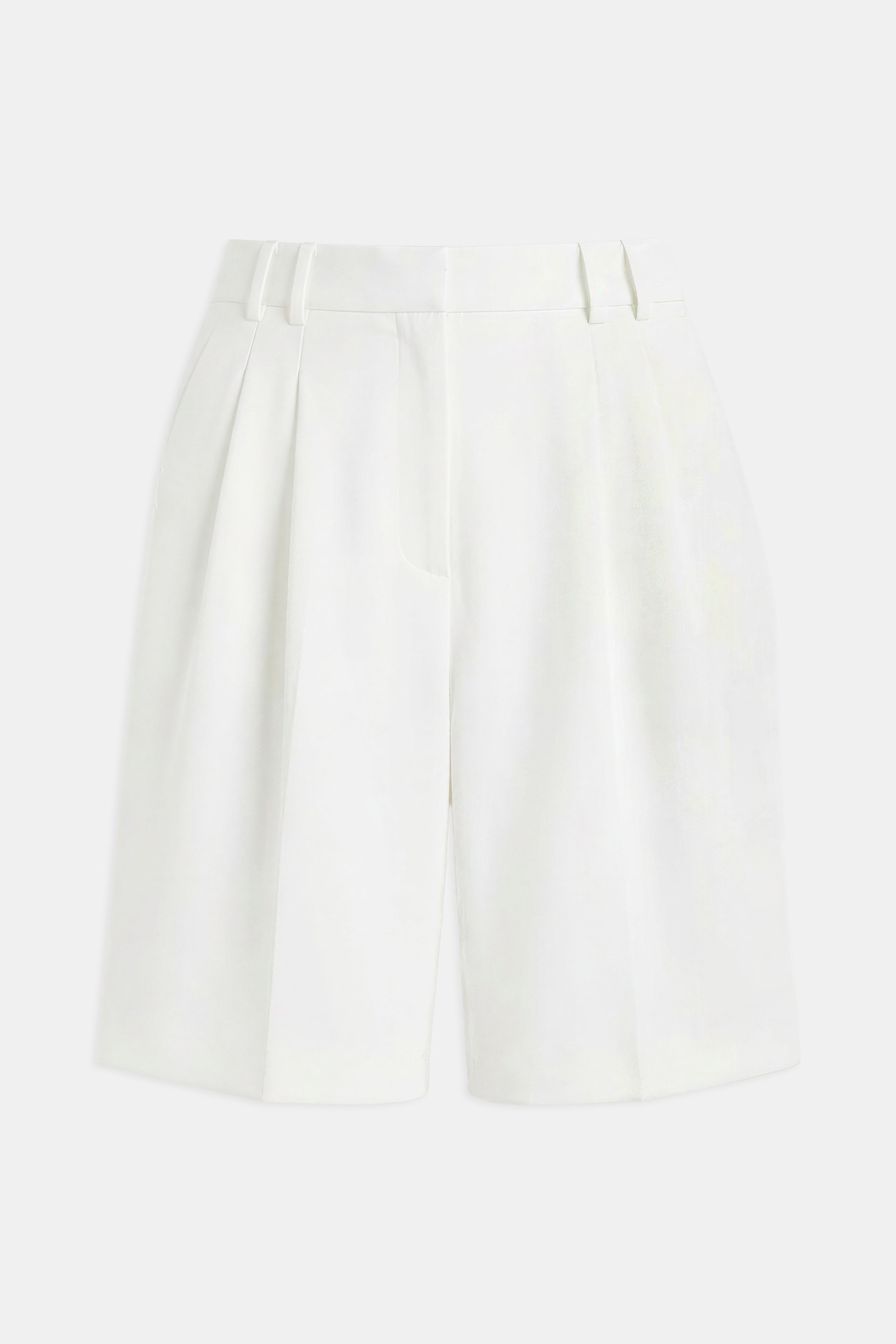 Effortless Pleated Longline Shorts - White