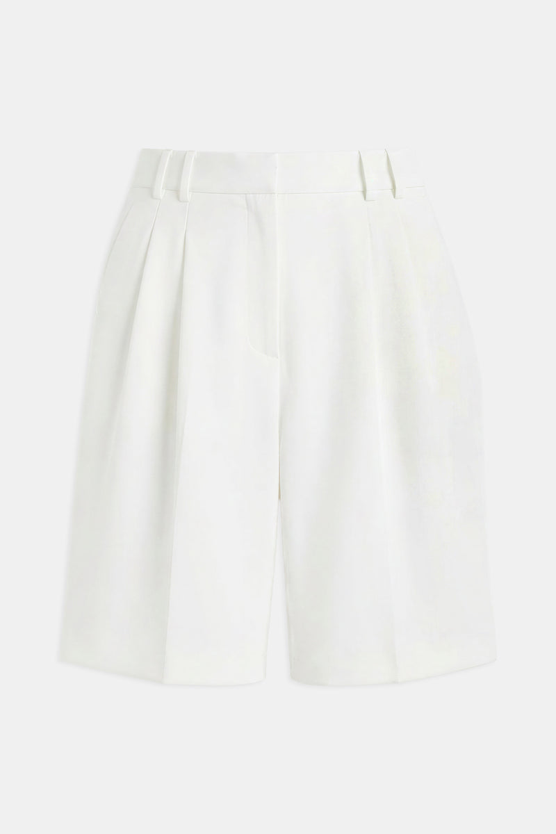 Effortless Pleated Longline Shorts - White