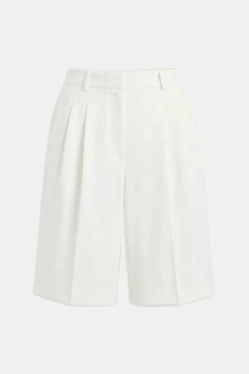 Satin Detail Longline Shorts - White