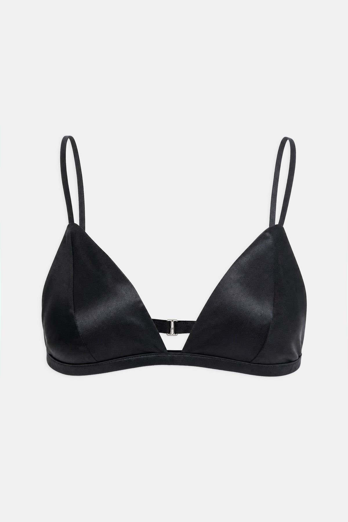Satin Delicate Triangle Bra - Black