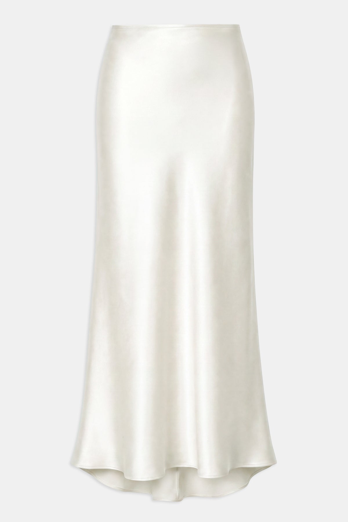 Tailored Satin Bias Cut Maxi Skirt - Ivory