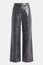 Croc Embossed Leather Wide Leg Trousers - Slate