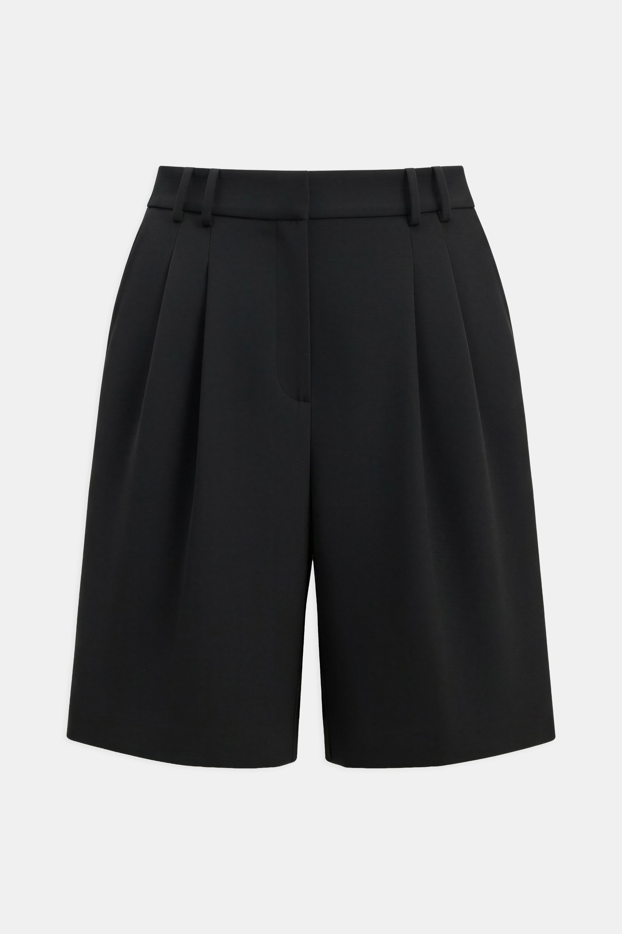 Satin Detail Longline Shorts - Black
