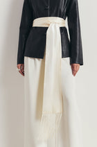 Satin Scarf with Fringing - Cream