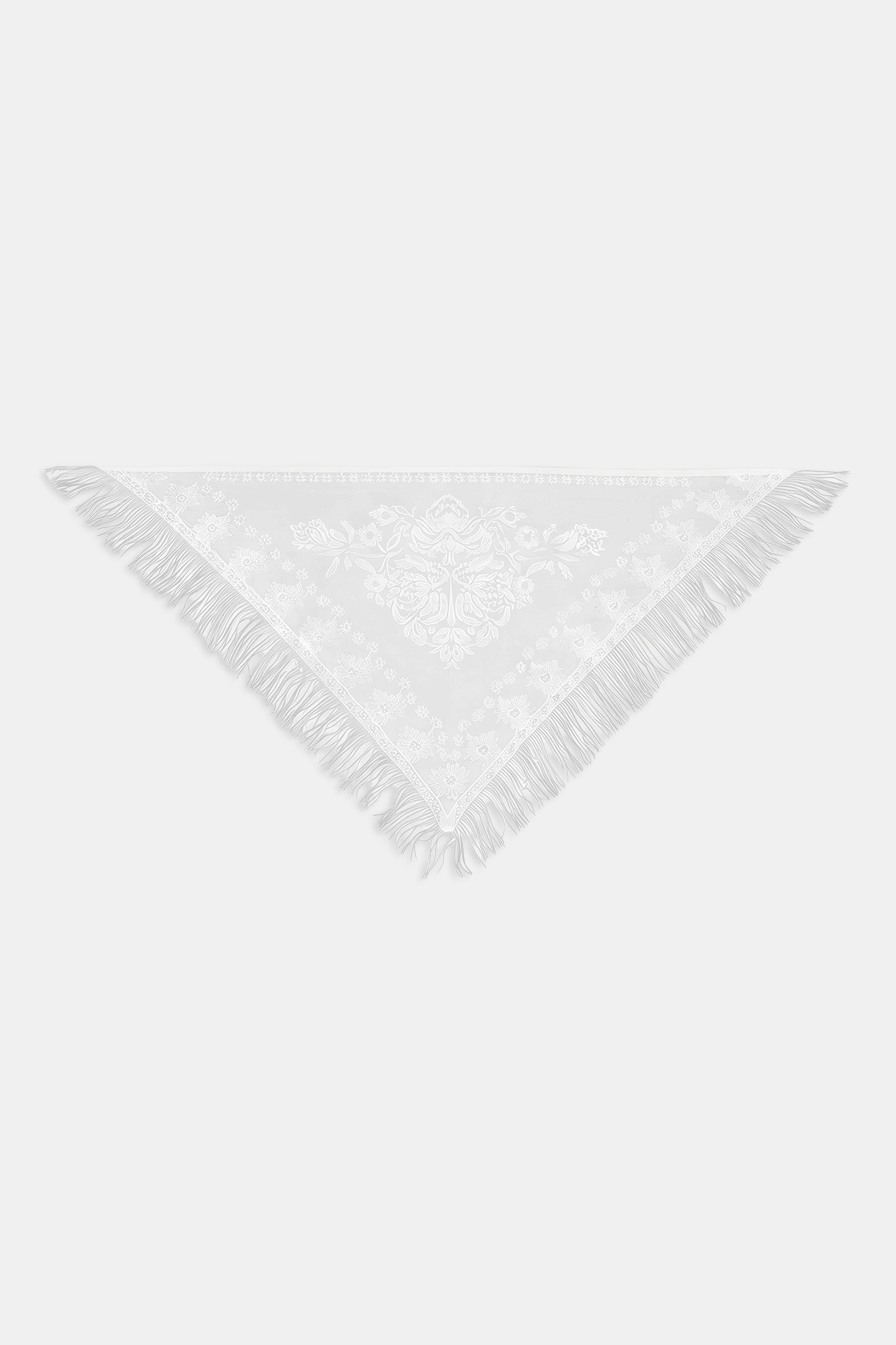 Lace Scarf with Fringing - White