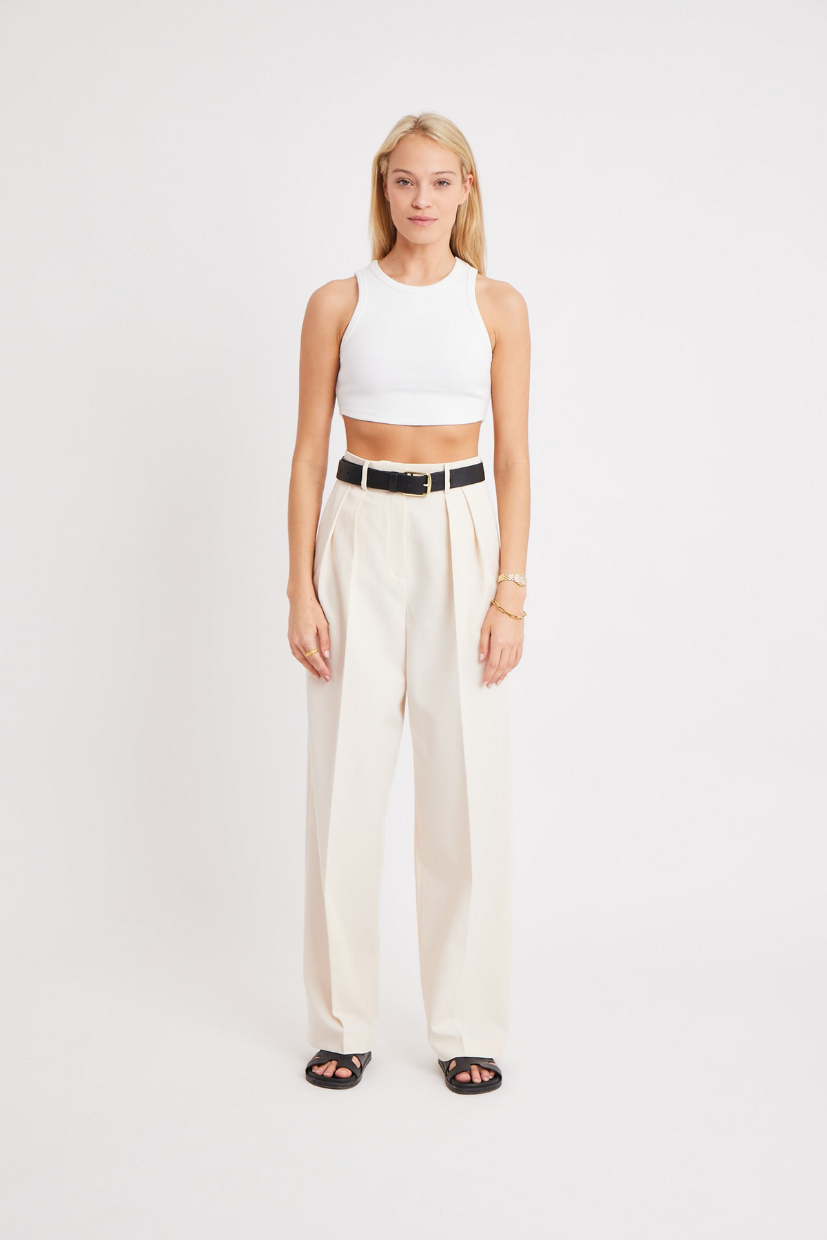 Heavy Ribbed Cropped Vest - Ivory